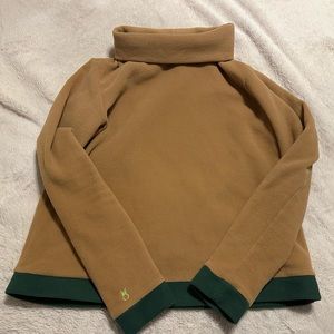 VELLO FLEECE - Park Slope Turtleneck Camel with Hunter Green Trim
